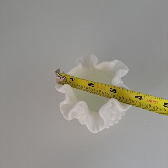 Fenton Hobnail Ruffled White Milk Glass Bowl - Picture 4 of 11